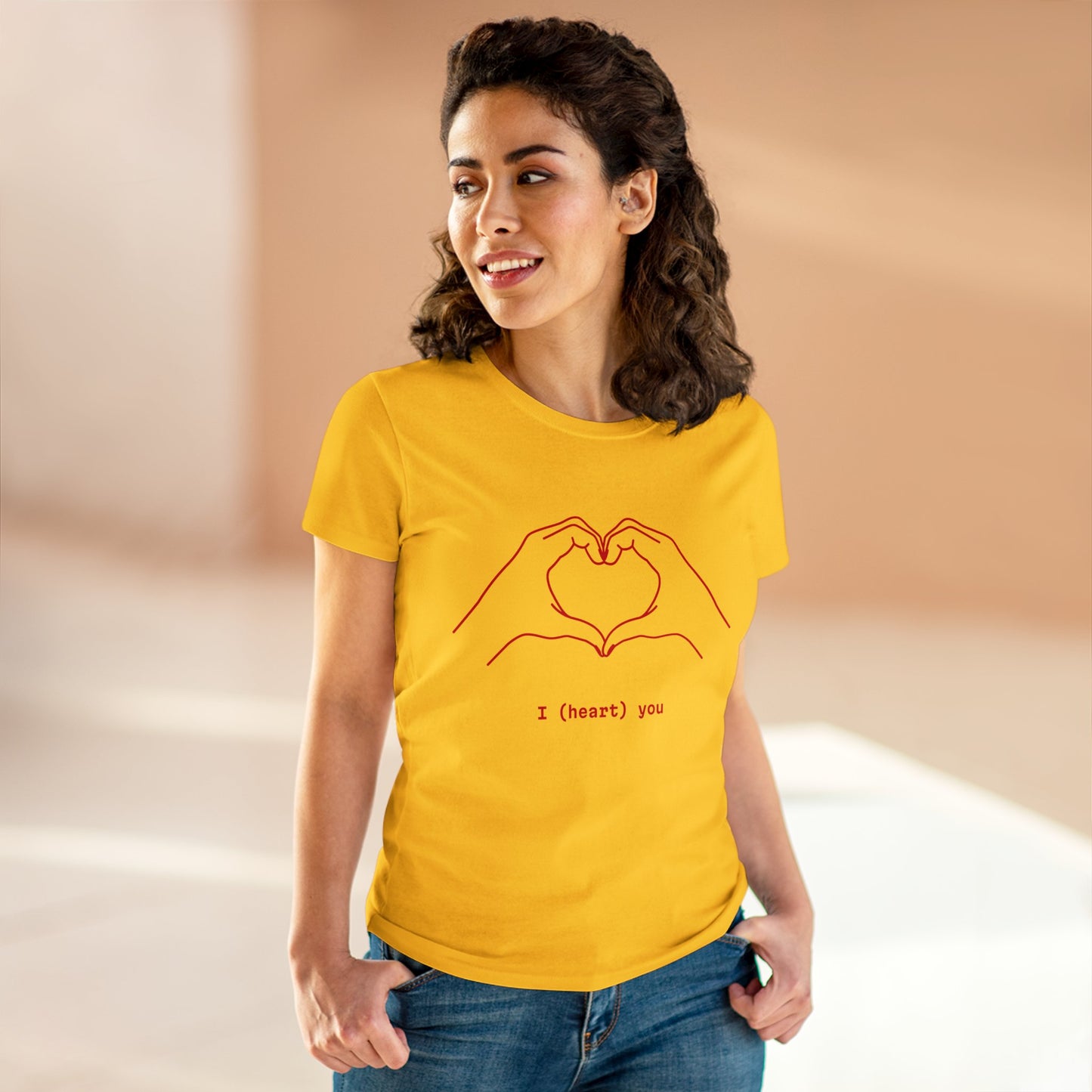 Women's Midweight Cotton Tee with heart