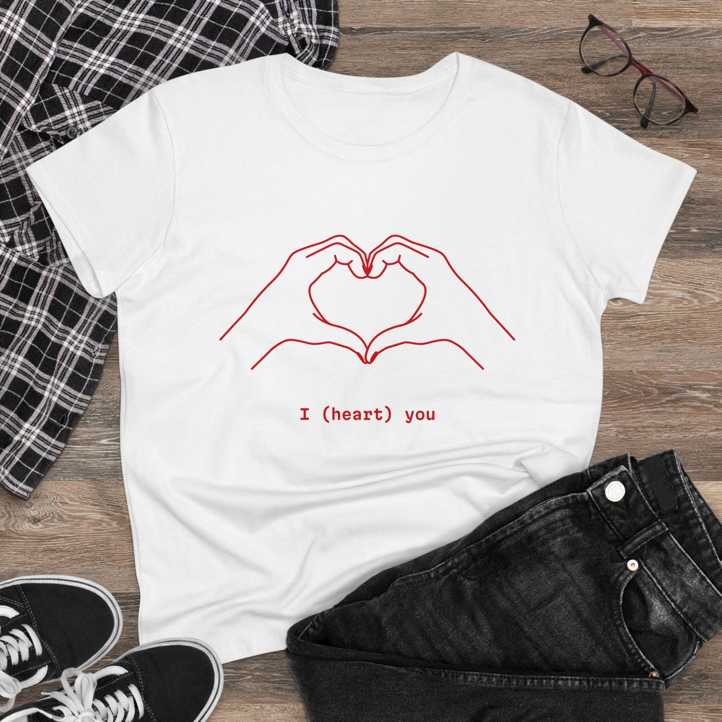 Women's Midweight Cotton Tee with heart