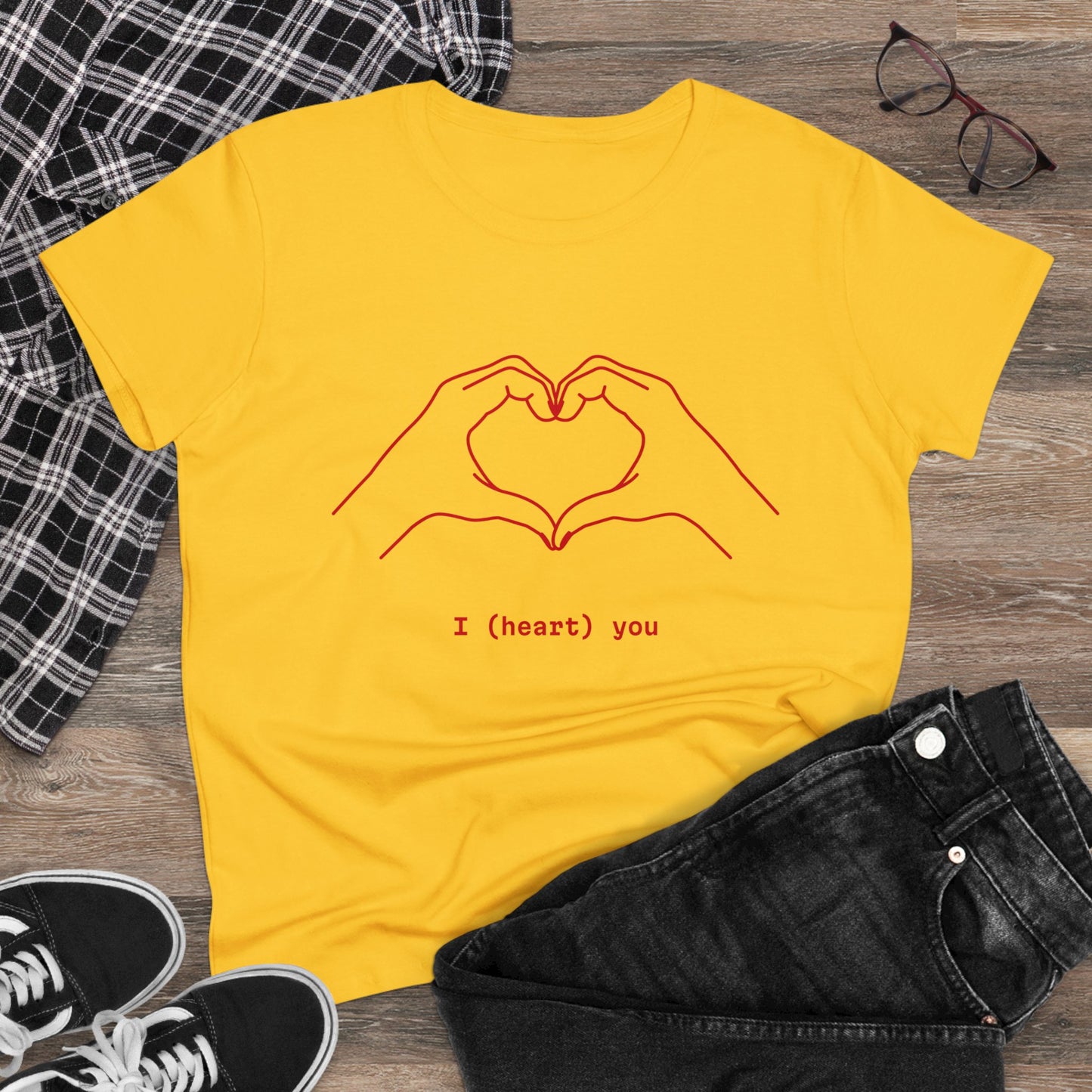 Women's Midweight Cotton Tee with heart