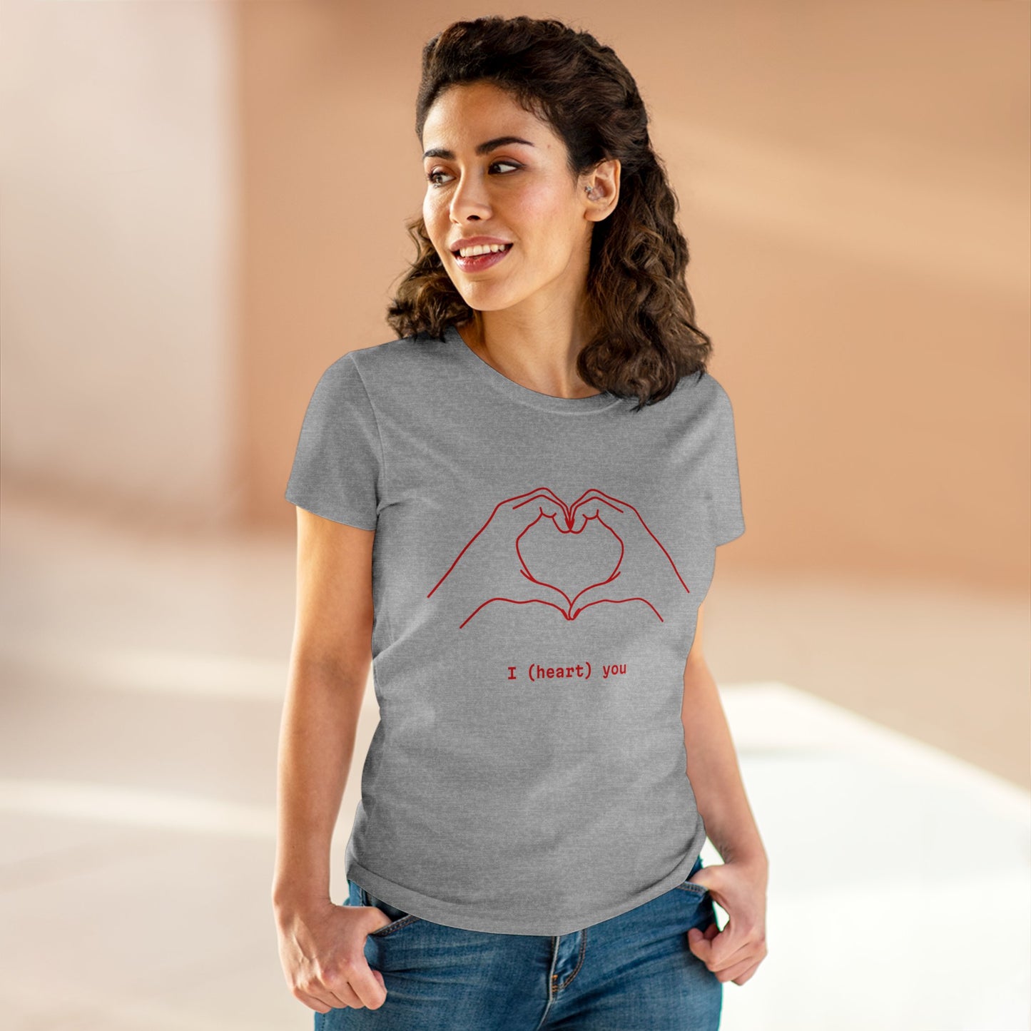 Women's Midweight Cotton Tee with heart