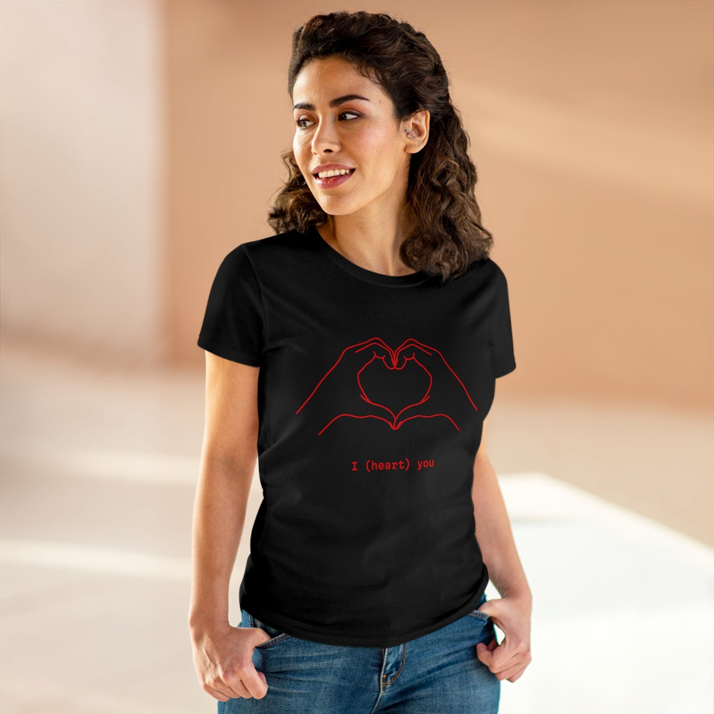 Women's Midweight Cotton Tee with heart