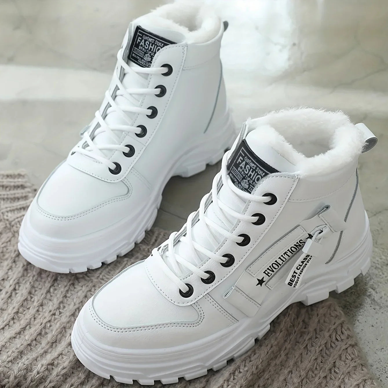 Designer Sneakers  Winter Plush Lined Warm Shoes