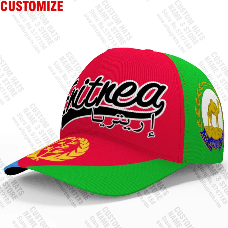 Eritrean 3D Custom Baseball Caps